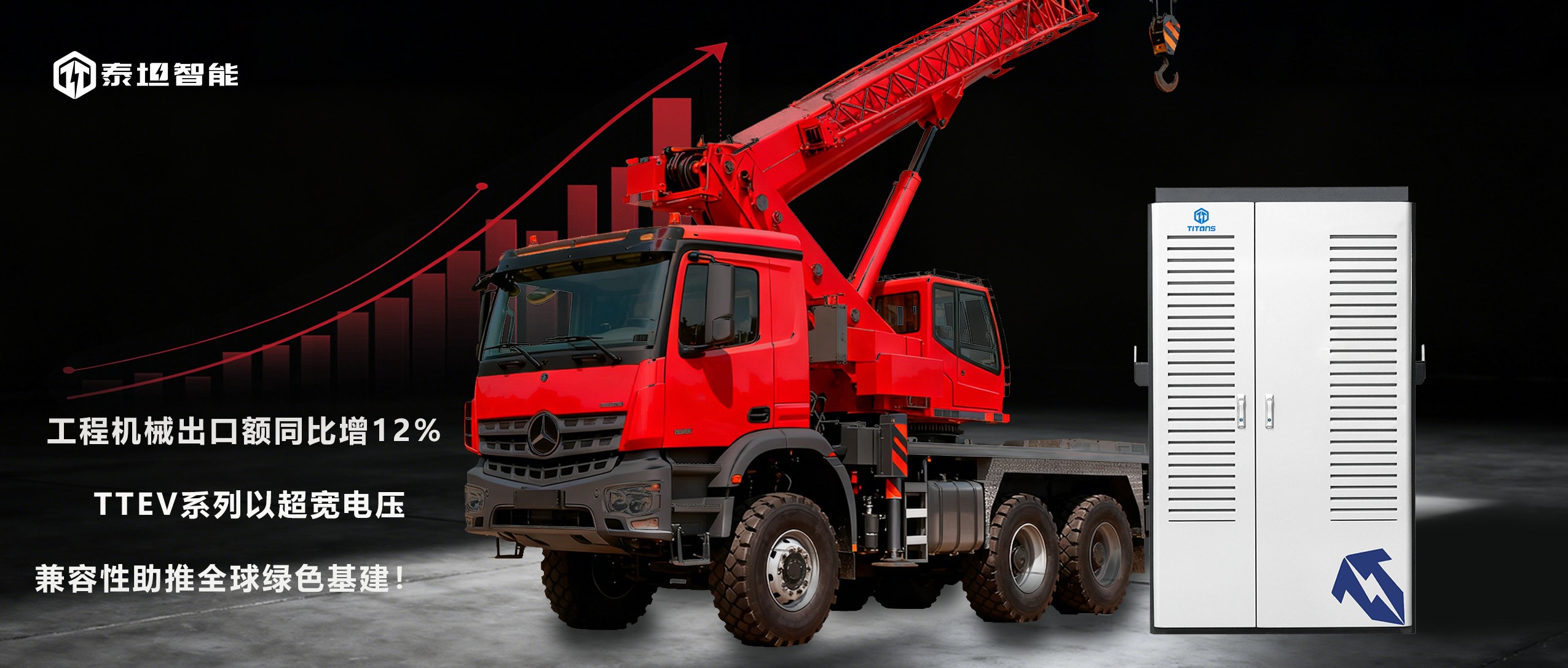 泰坦智能 | 工程机械出口额同比增12%，TTEV系列以超宽电压兼容性助推全球绿色基建!
