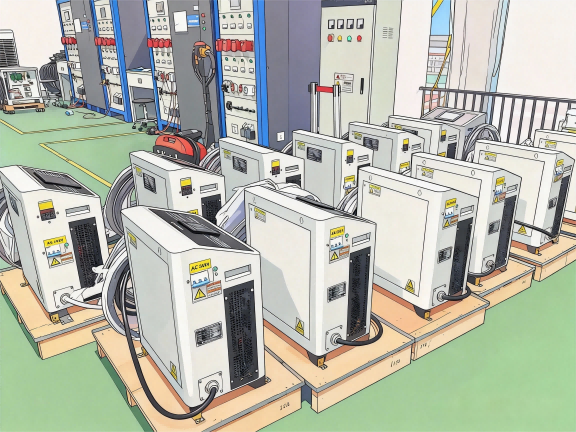 jimeng-2025-11-28-8922-将工厂设备仓库转换为动漫画风，采用日式动漫风格的线条和色彩处理，设备轮廓清晰，色