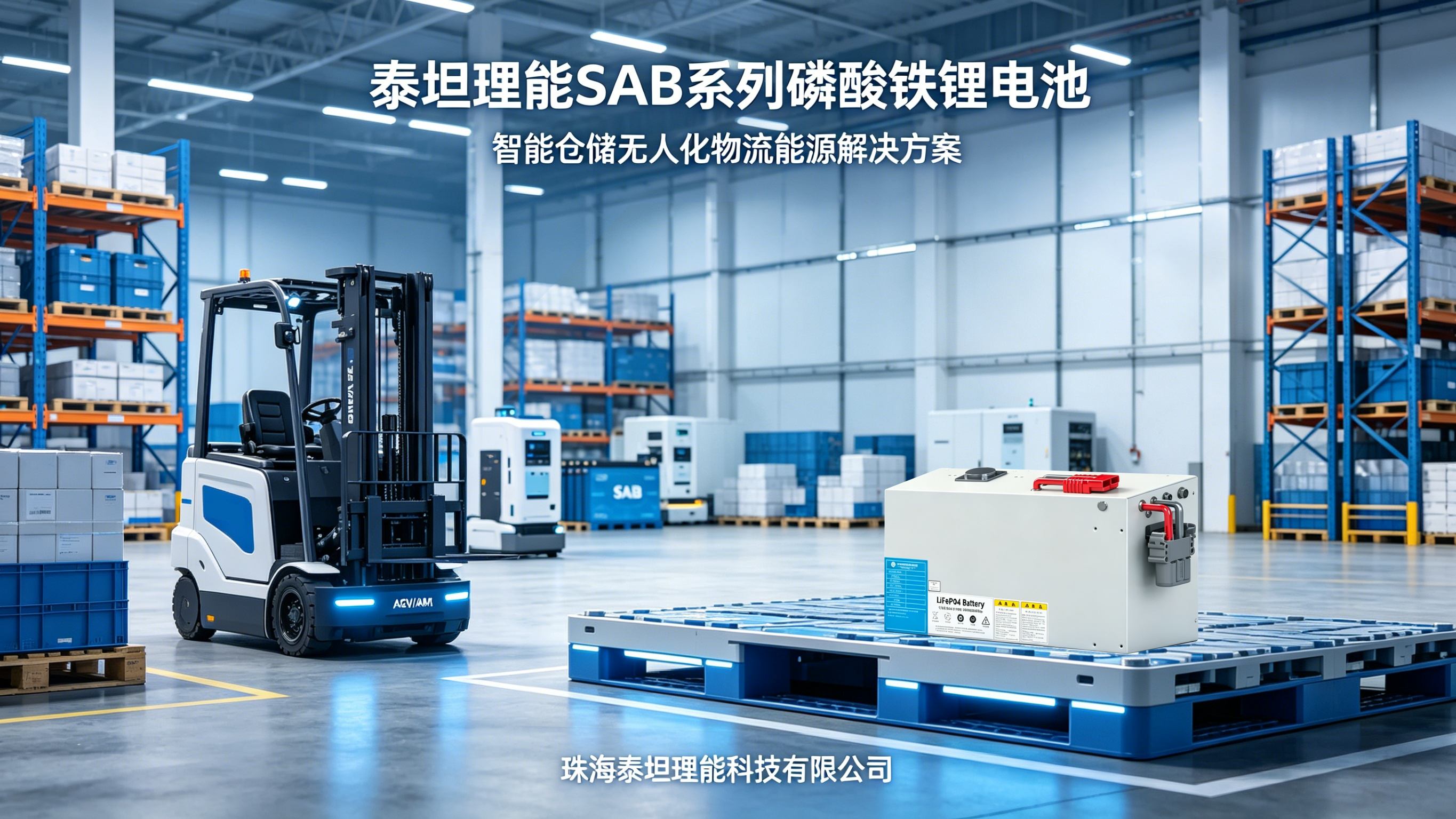 泰坦理能SAB系列电池赋能无人叉车